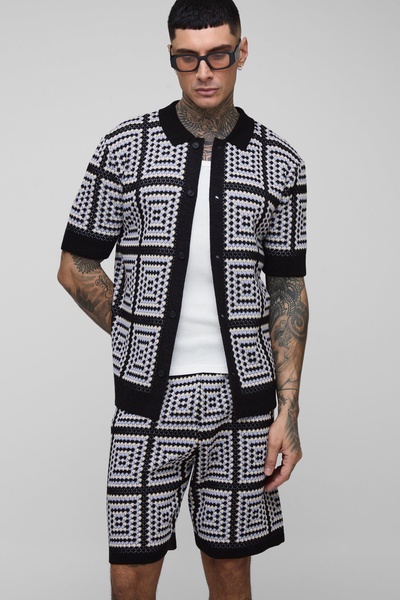 Tall Regular Fit Crochet Shirt & Relaxed Short Set