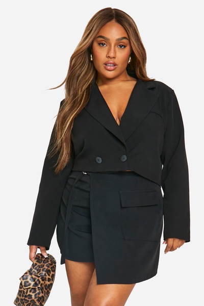 Plus Wrap Front Mini Skirt