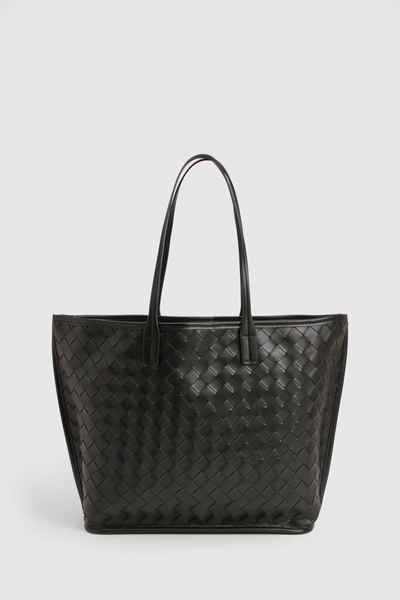Woven Leather Look Tote Bag