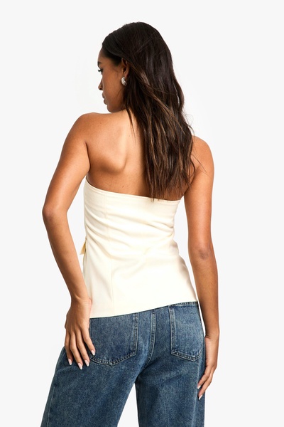 Longline Zip Front Tailored Bandeau Top  