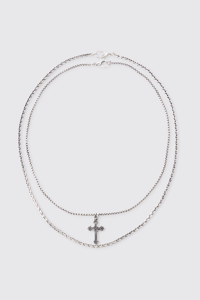 2 Pack Cross Pendant Necklace In Silver