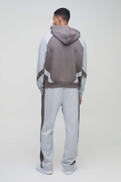 Oversized Boxy Man Colour Block Zip Hooded Tracksuit