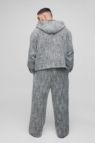 Plus Boucle Elasticated Waist Wide Leg Pants