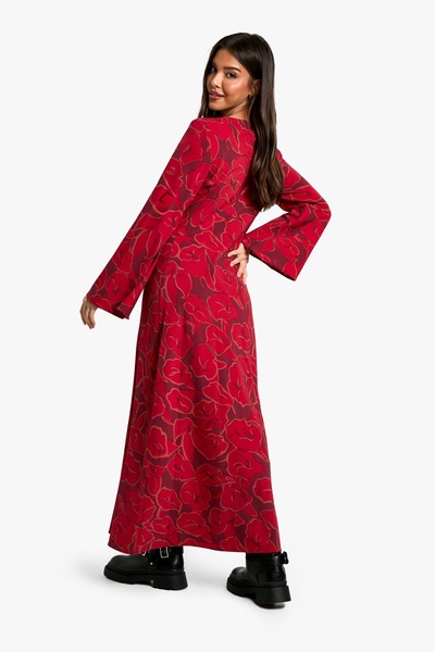 Floral Flare Sleeve Maxi Dress