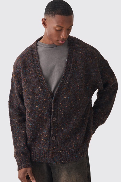 Oversized Textured Brushed Knitted Cardigan