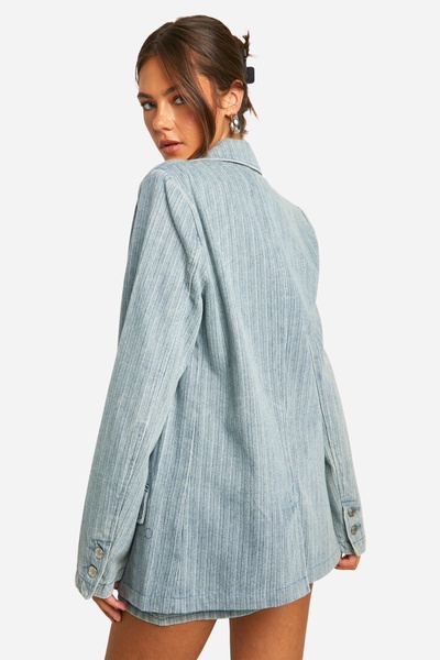 Vintage Tint Stripe Oversized Denim Blazer