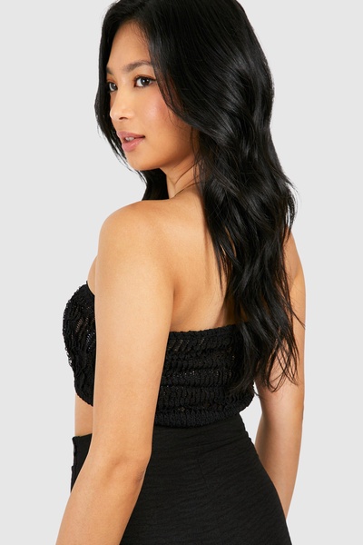Petite Textured Crinkle Tube Top