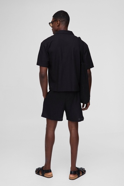 Oversized Boxy Revere Linen Blend Shirt & Short Set