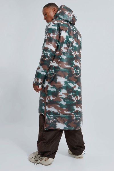 Camo Transparent Longline Puffer