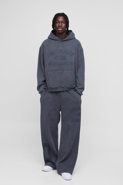 Oversized Boxy Homme Washed Hooded Tracksuit