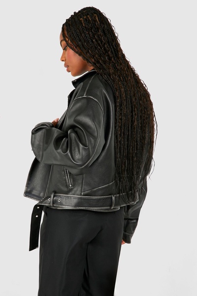 Tall Vintage Wash Pu Moto Jacket