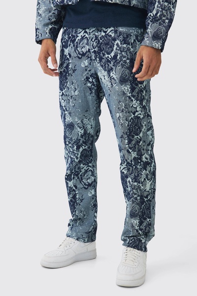 Relaxed Rigid Floral Jacquard Jeans