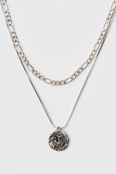 Layered Chain Pendant Necklace 