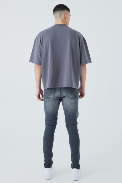 Super Skinny Biker Rip & Repair Paint Splatter Jeans