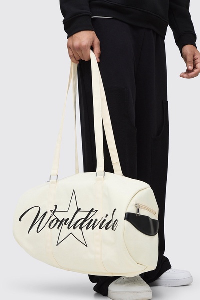 Canvas graphic duffle bag