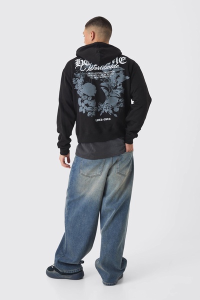 Boxy Homme Tonal Print Hoodie