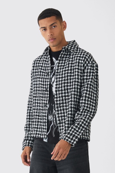 Oversized Fit Boucle Shirt Jacket