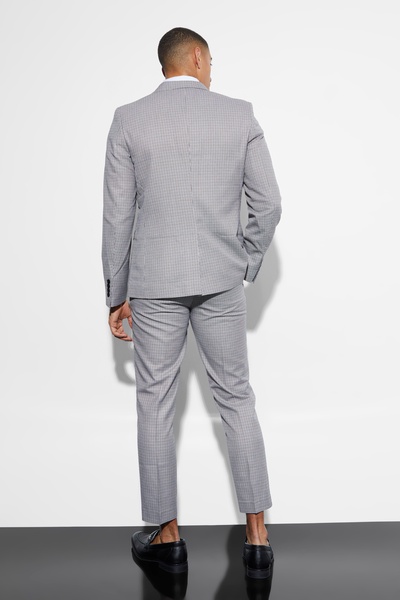 Slim Dogtooth Single Breasted Suit Jacket
