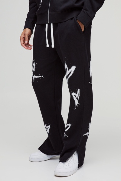 Relaxed Split Hem Heart Sweatpants