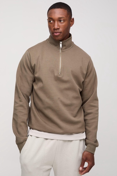 Regular Fit Heavyweight  Interlock Funnel Neck Sweatshirt