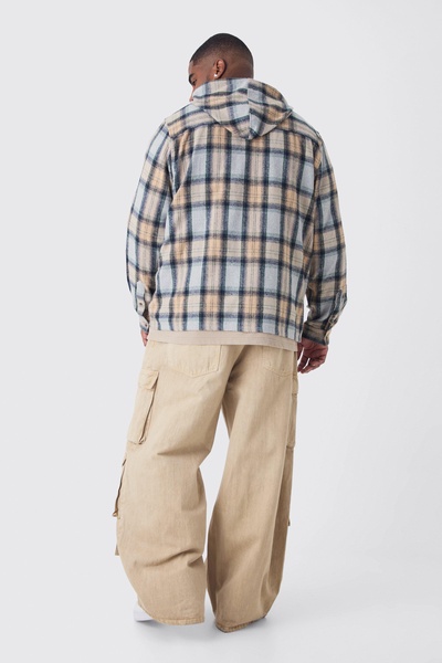 Plus Hooded Regular Fit PlaidShirt