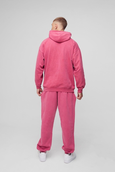 Oversized Cross Printed Hooded Tracksuit