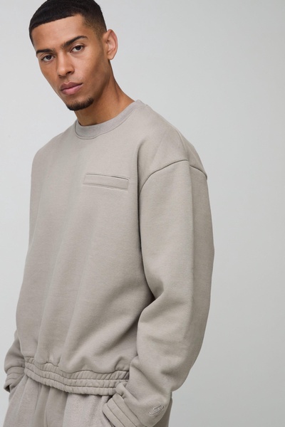 Oversized Boxy Heavyweight 3D Print Pocket Sweatshirt