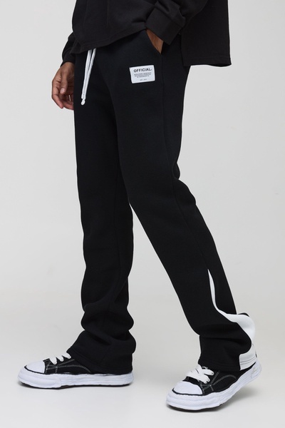 Slim Fit Flare Stacked Woven Tab Gusset Sweatpants