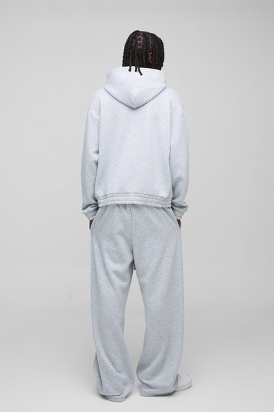 Oversized Boxy Wide Leg Hooded Tracksuit With Rubber Badge