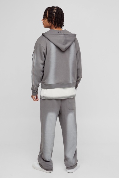 Relaxed Fit Zip Detail Spray Wash Sweatpants