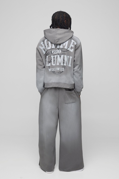 Oversized Boxy Homme Wash Hooded Zip Tracksuit