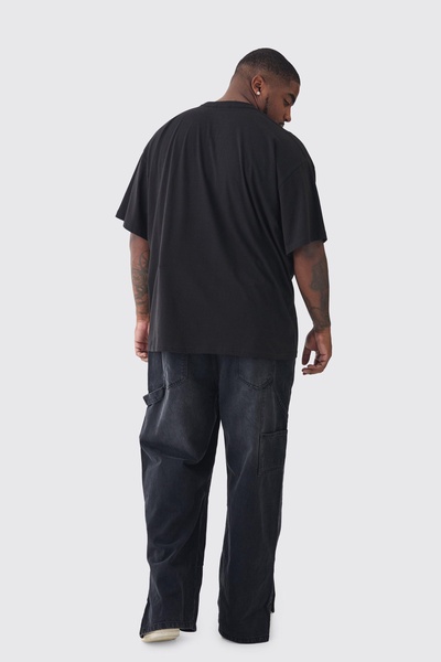 Plus Popper Hem Paint Splatter Relaxed Fit Carpenter Pants