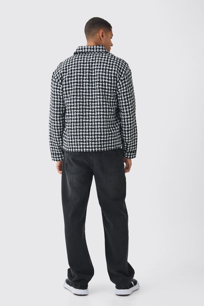 Oversized Fit Boucle Shirt Jacket