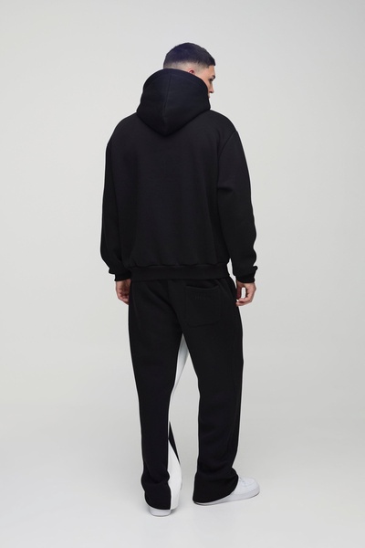 Oversized Man Colour Block Zip Hooded Tracksuit