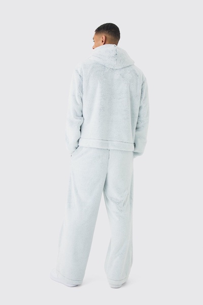 Oversized Boxy Fluffy Two Tone Hoodie