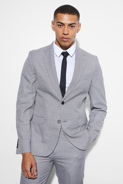 Slim Dogtooth Single Breasted Suit Jacket