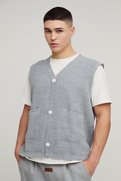 Boxy Ribbed Contrast Button Knitted Undershirt
