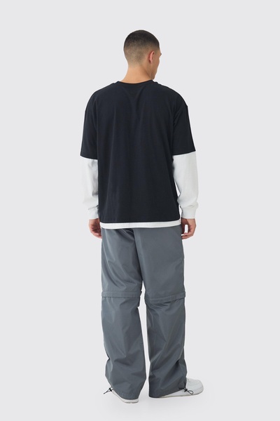 Elasticated Waist Baggy Nylon Zip Off Convertible Pants