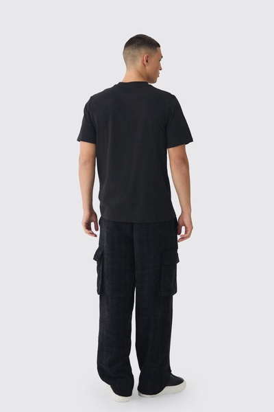 Elasticated Waist Baggy Boucle Cargo Pocket Pants
