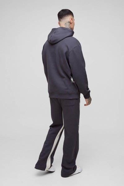 Tall Oversized Man Paint Splatter Hooded Relaxed Flare Tracksuit