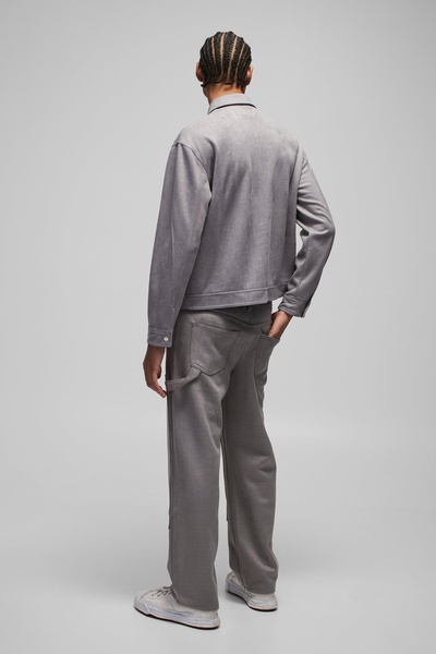 Oversized Croc Embossed Suedette Shirt Jacket