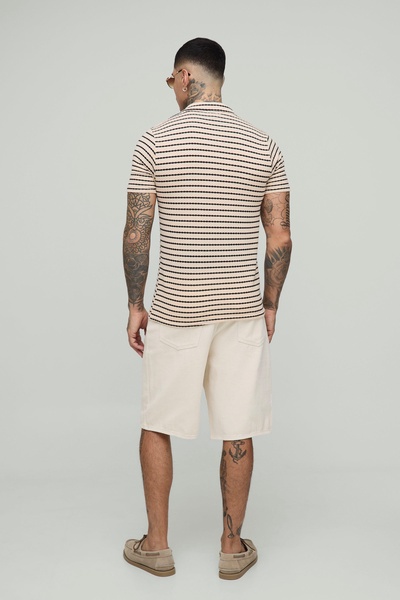 Tall Slim Revere Stripe Textured Polo