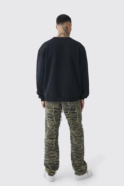 Tall Camo Borg Applique Boxy Oversized Sweat