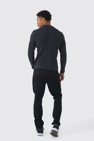 Muscle Fit Ribbed Knit Sweater
