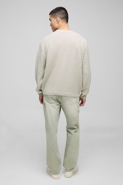 Oversized Boxy Basket Knitted Crew Sweater