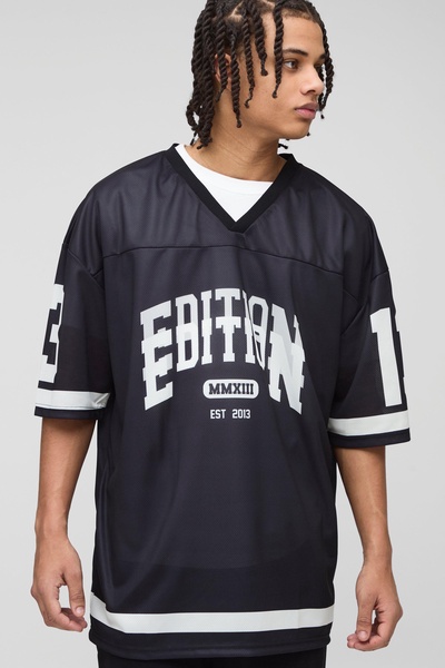 Oversized Edition V Neck Mesh T-Shirt
