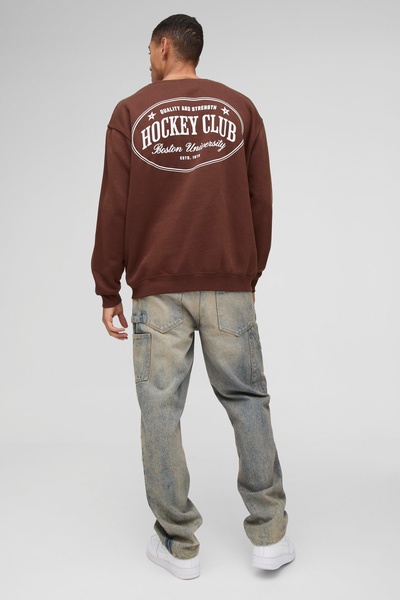 Oversized Hockey Club Graphic Sweatshirt