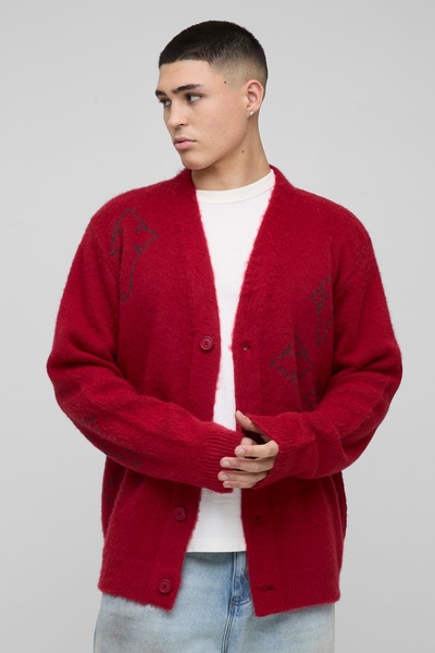 Regular Fit Fluffy Cross Knitted Cardigan