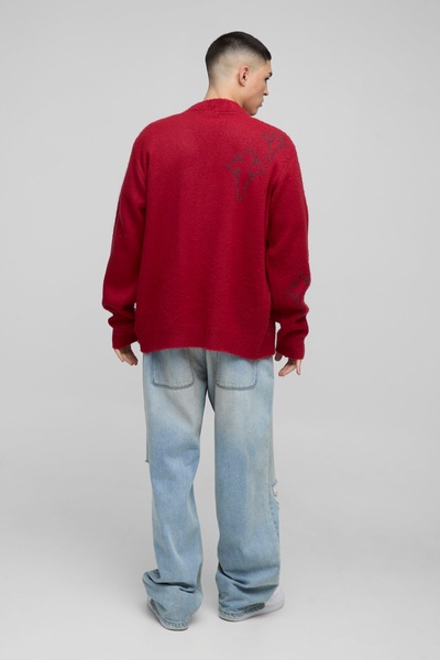 Regular Fit Fluffy Cross Knitted Cardigan