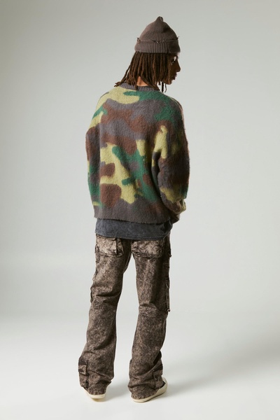 Oversized Boxy Eyelash Knit Camo Sweater
